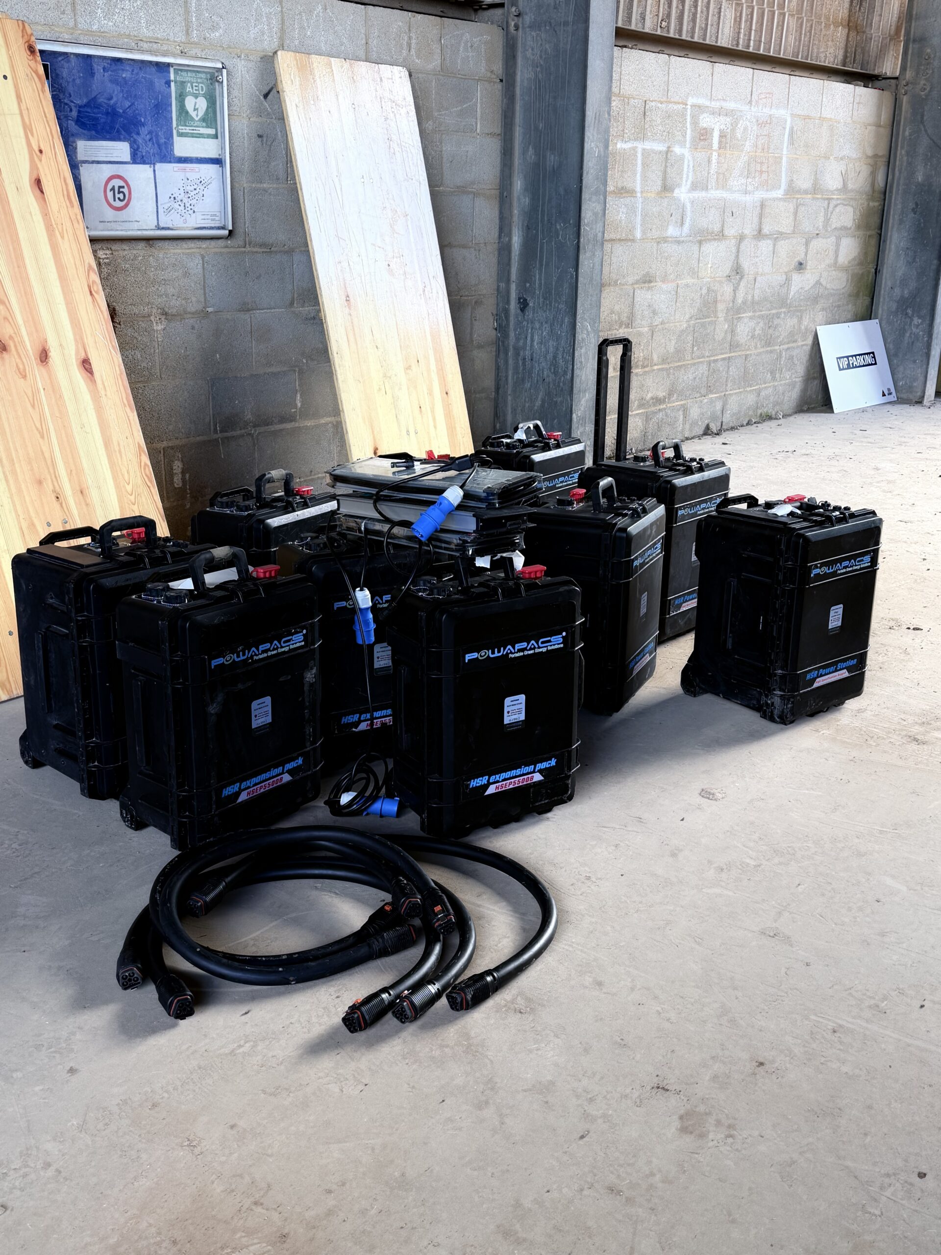 Fleet of Powapacs HSR M-Spec power stations with cabling prepared for delivery